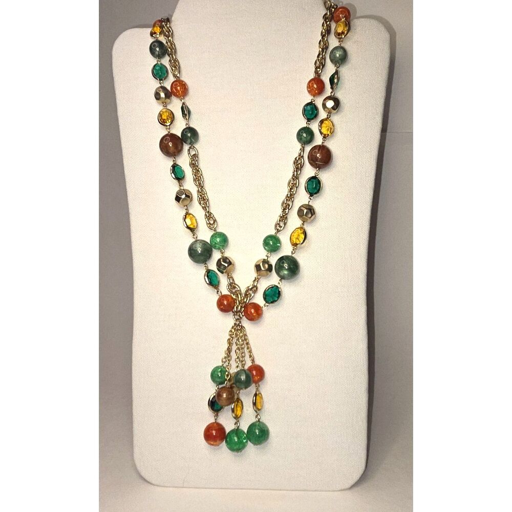Kramer Vintage Double Strand Tassel Necklace